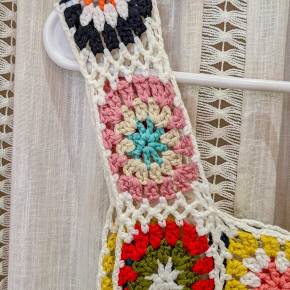 Crochet Cropped Tank Top Multicolor Granny Square One size, but fits like Medium - Picture 5 of 12